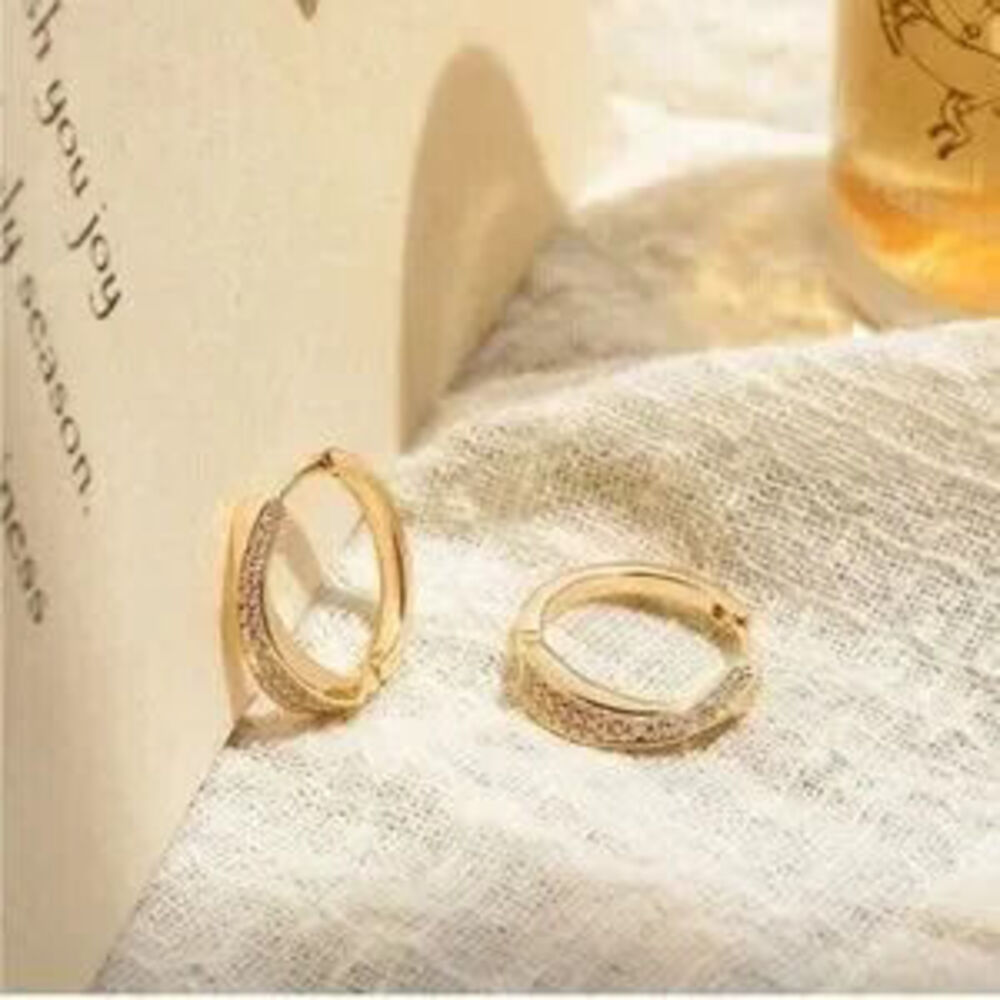 Gold 14k Gold Plated Cubic Zirconia Hoop Earrings